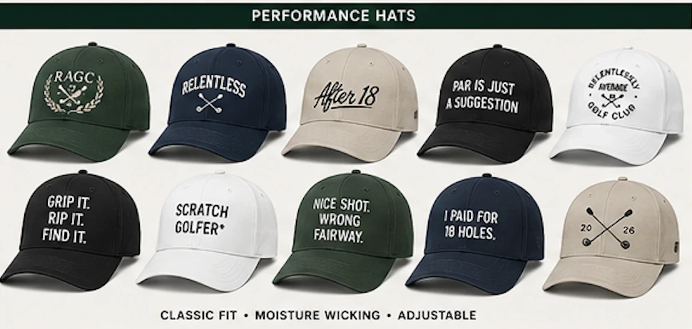 Relentless Golf apparel range reference